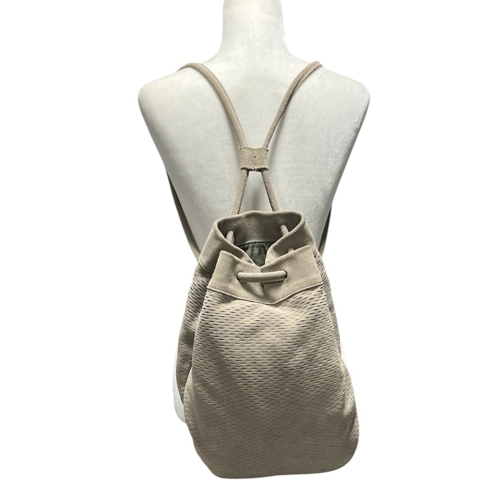 ANTHROPOLOGIE Monserat De Lucca Drawstring Perforated Suede Leather Backpack